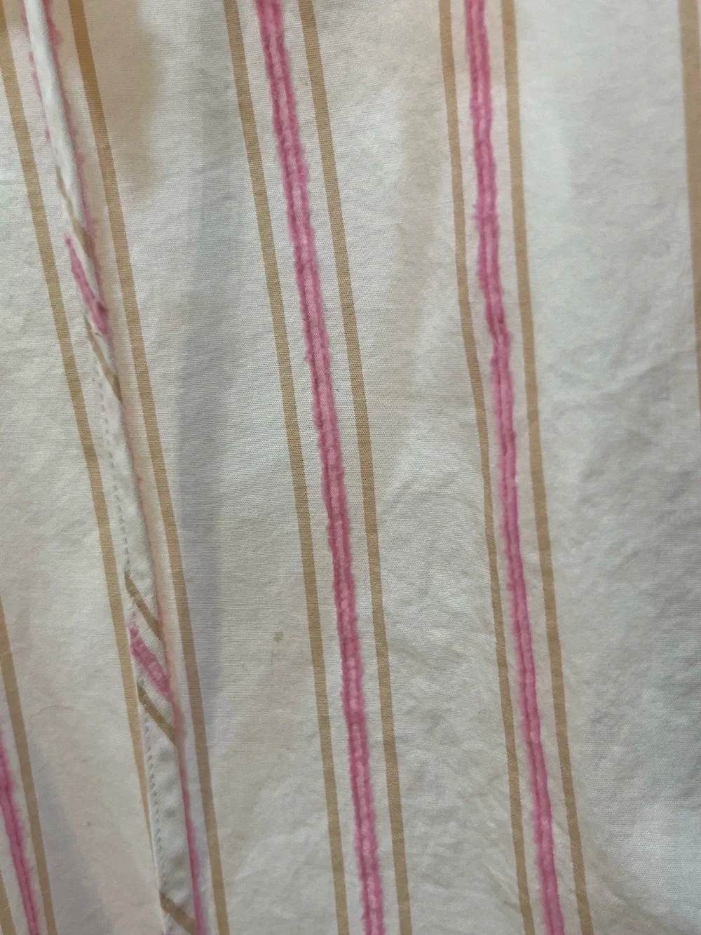 J Crew striped ruffle neck cotton long sleeve blouse split v-neck pink white S